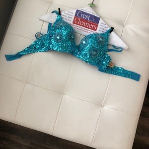 Blue sequin festival bra